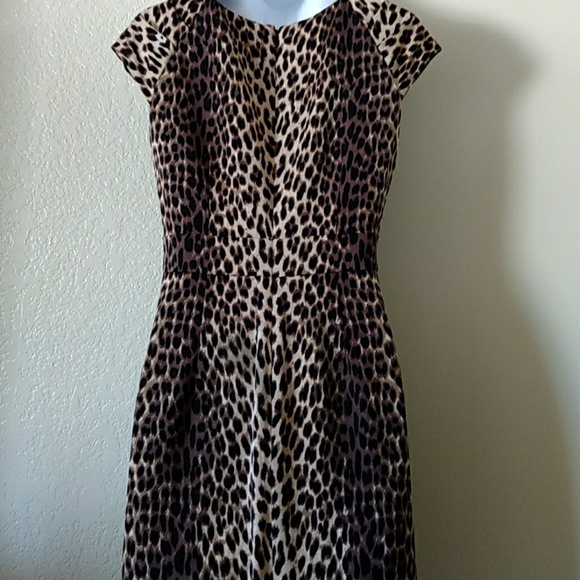 Kay Unger Sheath Dress Size 4 Brown Animal Print - Picture 7 of 8
